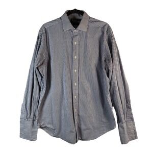 Polo Ralph Lauren Men's 16.5 34/35 Blue White Striped Dress Shirt Regent Classic